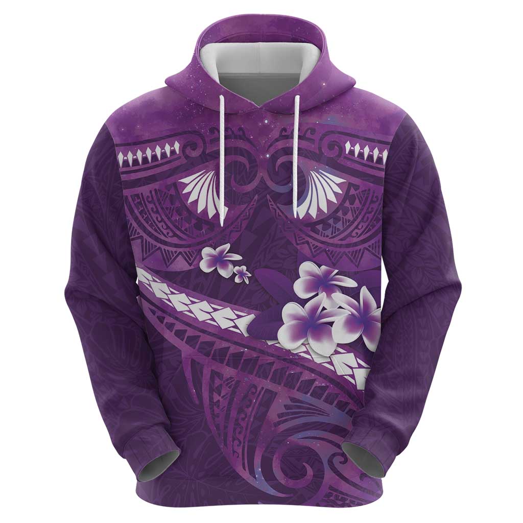 Purple Polynesia Zip Hoodie Tribal Pattern Tropical Frangipani LT14 - Polynesian Pride