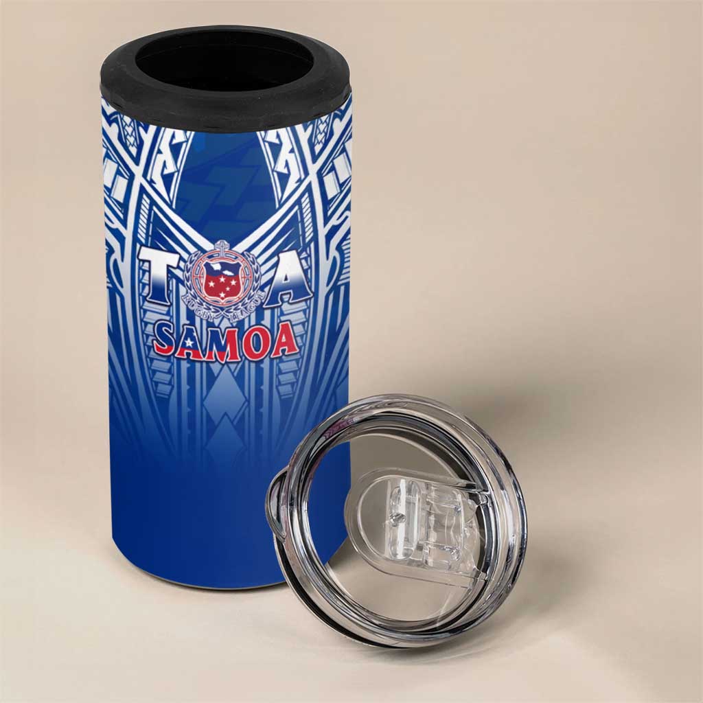 Samoa Rugby 4 in 1 Can Cooler Tumbler Toa Samoa Polynesian Pacific Navy Version