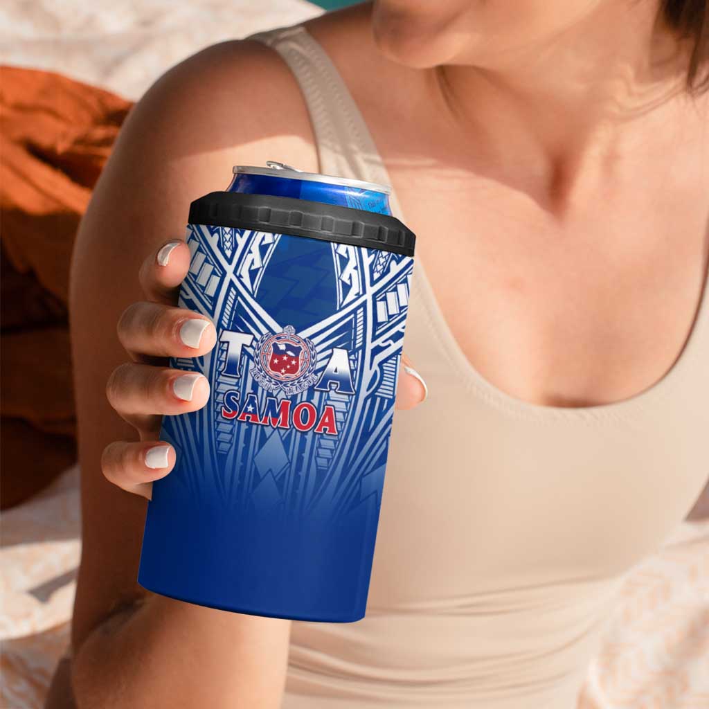 Samoa Rugby 4 in 1 Can Cooler Tumbler Toa Samoa Polynesian Pacific Navy Version