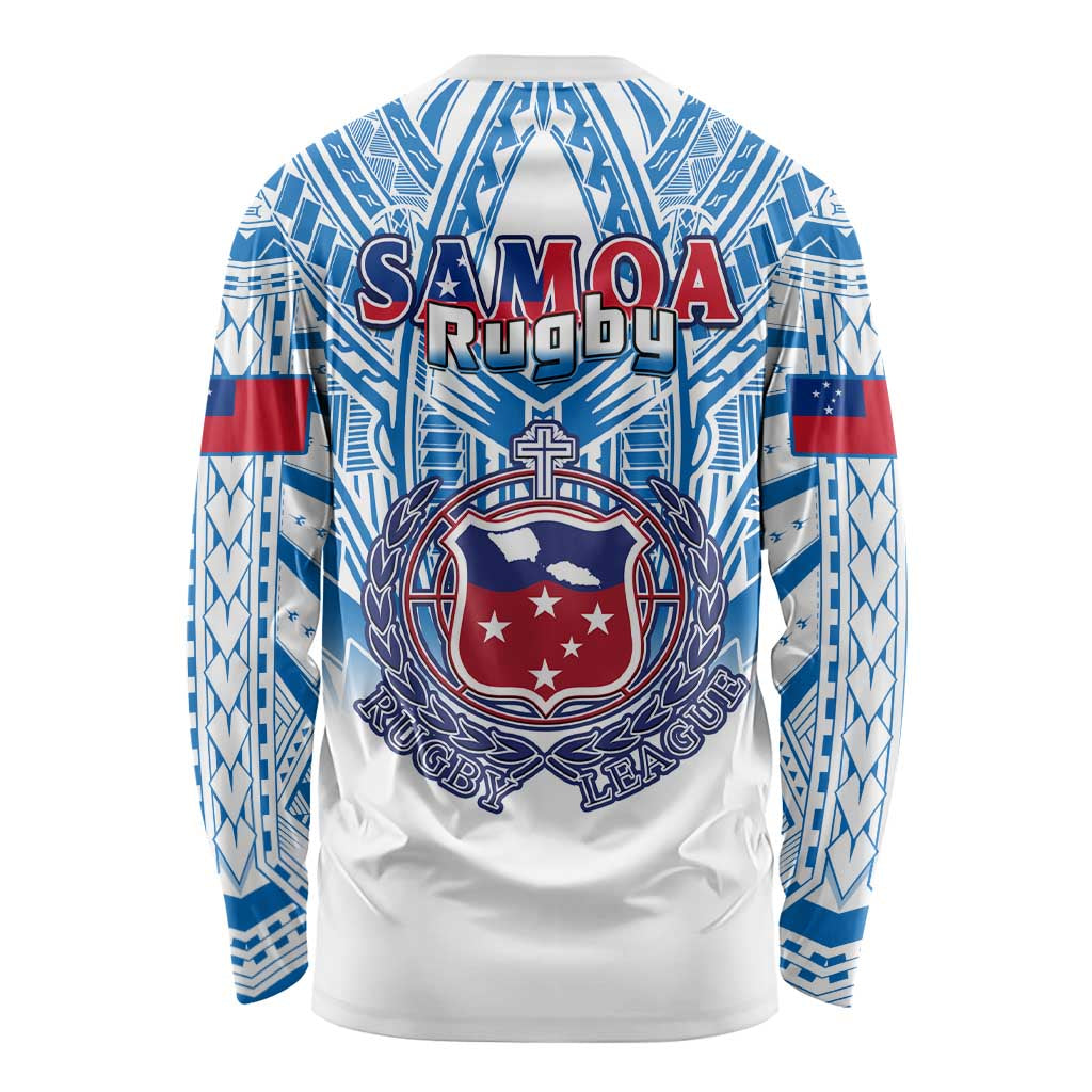Samoa Rugby Long Sleeve Shirt Toa Samoa Polynesian Pacific White Version LT14