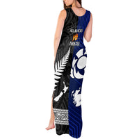 New Zealand and Scotland Rugby Tank Maxi Dress All Black Maori With Thistle Together LT14 - Polynesian Pride