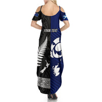 Personalised New Zealand and Scotland Rugby Summer Maxi Dress All Black Maori With Thistle Together LT14 - Polynesian Pride