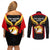 Papua New Guinea Rugby Couples Matching Off Shoulder Short Dress and Long Sleeve Button Shirts Port Moresby Vipers PNG Polynesian Pattern LT14 - Polynesian Pride