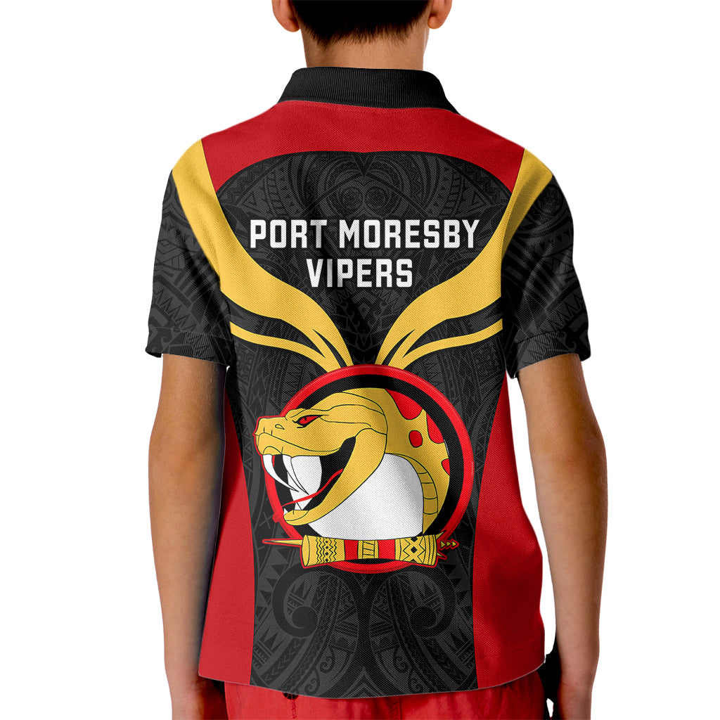 Papua New Guinea Rugby Kid Polo Shirt Port Moresby Vipers PNG Polynesian Pattern LT14 - Polynesian Pride