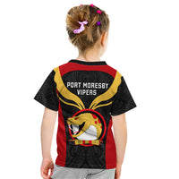 Papua New Guinea Rugby Kid T Shirt Port Moresby Vipers PNG Polynesian Pattern LT14 - Polynesian Pride
