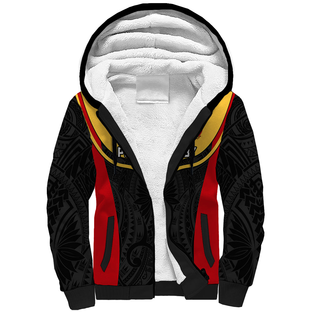 Papua New Guinea Rugby Sherpa Hoodie Port Moresby Vipers PNG Polynesian Pattern LT14 Unisex Black - Polynesian Pride