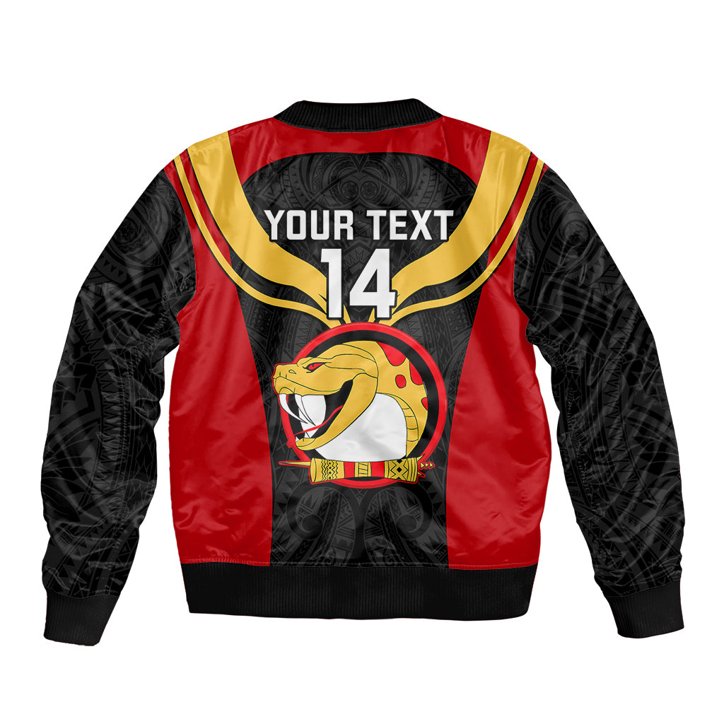Custom Papua New Guinea Rugby Bomber Jacket Port Moresby Vipers PNG Polynesian Pattern LT14 - Polynesian Pride