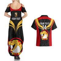 Custom Papua New Guinea Rugby Couples Matching Summer Maxi Dress and Hawaiian Shirt Port Moresby Vipers PNG Polynesian Pattern LT14 - Polynesian Pride