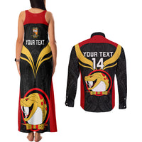 Custom Papua New Guinea Rugby Couples Matching Tank Maxi Dress and Long Sleeve Button Shirts Port Moresby Vipers PNG Polynesian Pattern LT14 - Polynesian Pride