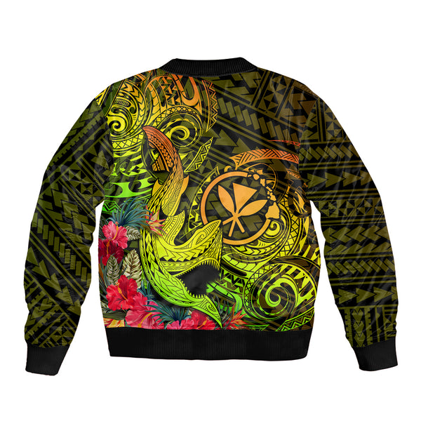 Hawaii Kanaka Maoli Custom Personalised Bomber Jacket Polynesian Tribal Tattoo