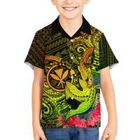 Hawaii Kid Hawaiian Shirt Kanaka Map With Polynesian Shark Tattoo Reggae Unique LT14 Kid Reggae - Polynesian Pride