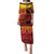 Personalised Ia Ora Na Marquesas Islands Puletasi Mata Tiki Marquesan Tattoo LT14 Long Dress Red - Polynesian Pride