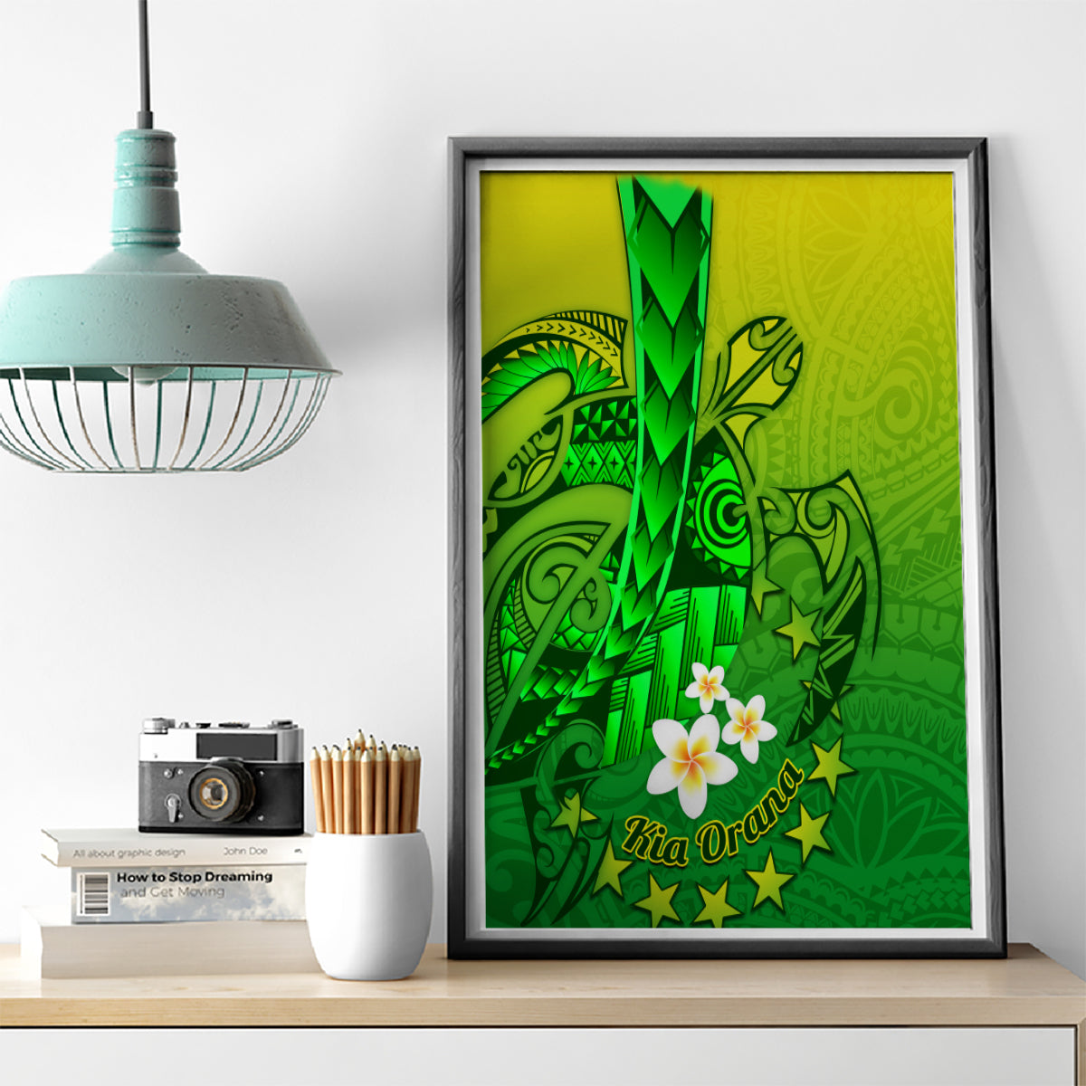 Kia Orana Cook Islands Canvas Wall Art Kuki Airani Tattoo Pattern With Sea Turtle LT14 - Polynesian Pride