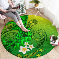 Kia Orana Cook Islands Round Carpet Kuki Airani Tattoo Pattern With Sea Turtle LT14 - Polynesian Pride