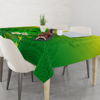 Kia Orana Cook Islands Tablecloth Kuki Airani Tattoo Pattern With Sea Turtle LT14 - Polynesian Pride