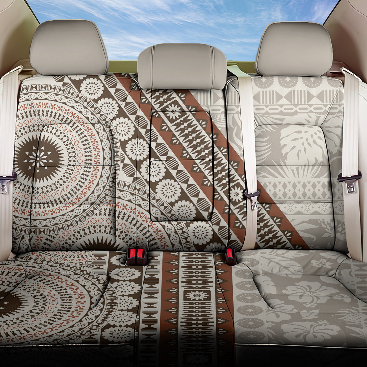 Bula Fiji Back Car Seat Cover Fijian Masi Tapa Cloth Vintage Vibes LT14