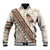 Bula Fiji Baseball Jacket Fijian Masi Tapa Cloth Vintage Vibes LT14 Unisex Beige - Polynesian Pride