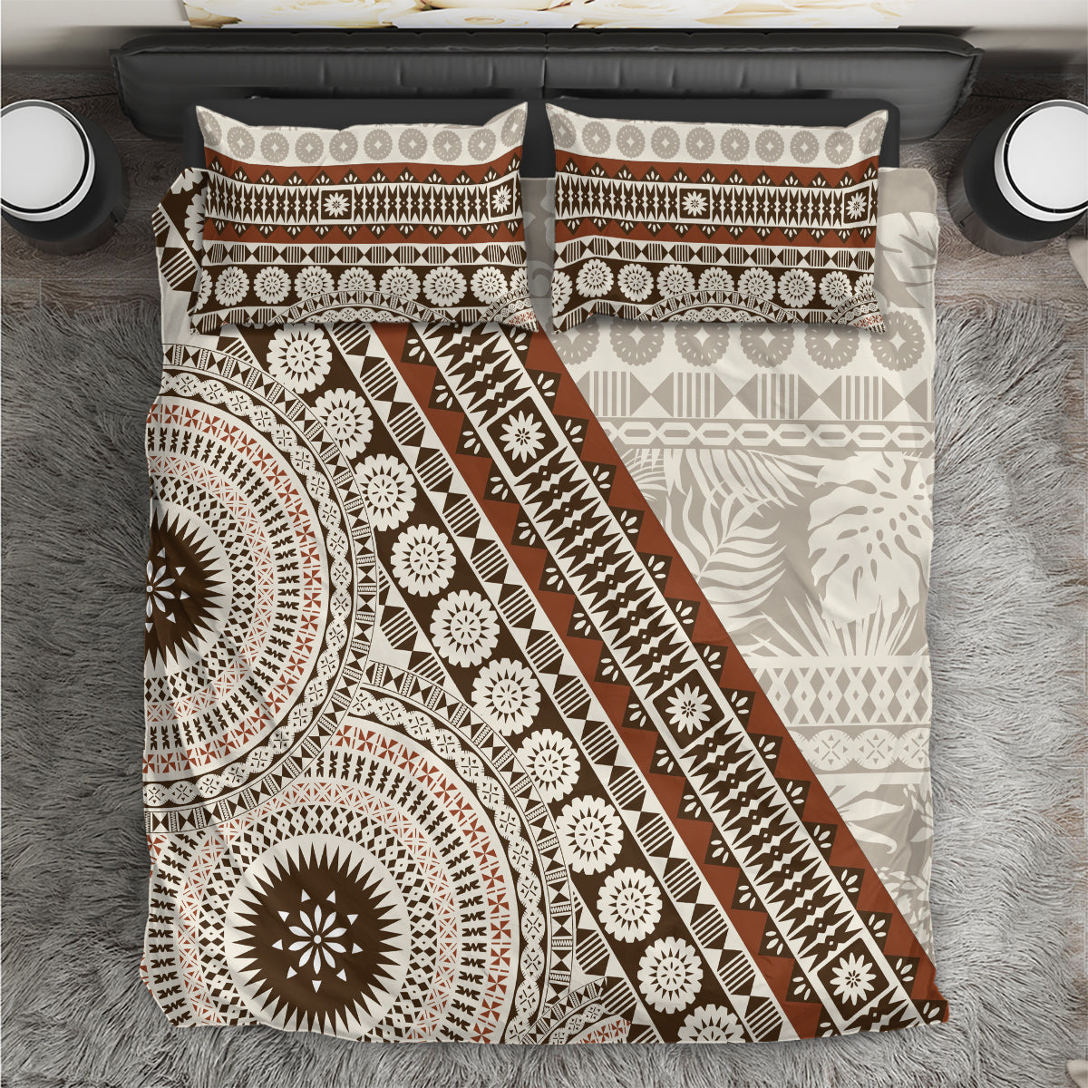 Bula Fiji Bedding Set Fijian Masi Tapa Cloth Vintage Vibes LT14 Beige - Polynesian Pride