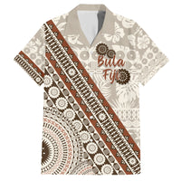 Bula Fiji Family Matching Short Sleeve Bodycon Dress and Hawaiian Shirt Fijian Masi Tapa Cloth Vintage Vibes LT14 Dad's Shirt - Short Sleeve Beige - Polynesian Pride