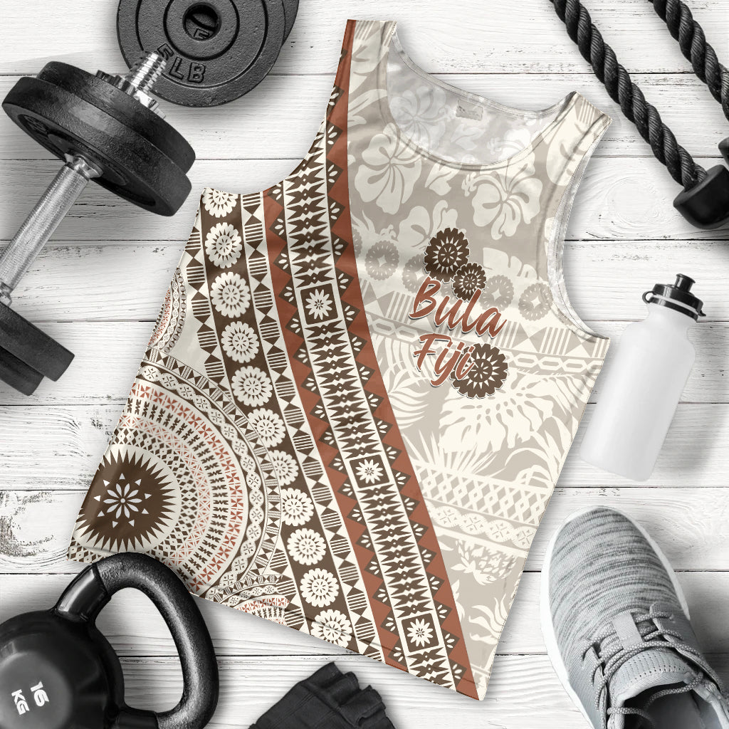 Bula Fiji Men Tank Top Fijian Masi Tapa Cloth Vintage Vibes LT14 - Polynesian Pride