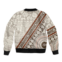 Bula Fiji Sleeve Zip Bomber Jacket Fijian Masi Tapa Cloth Vintage Vibes LT14 - Polynesian Pride
