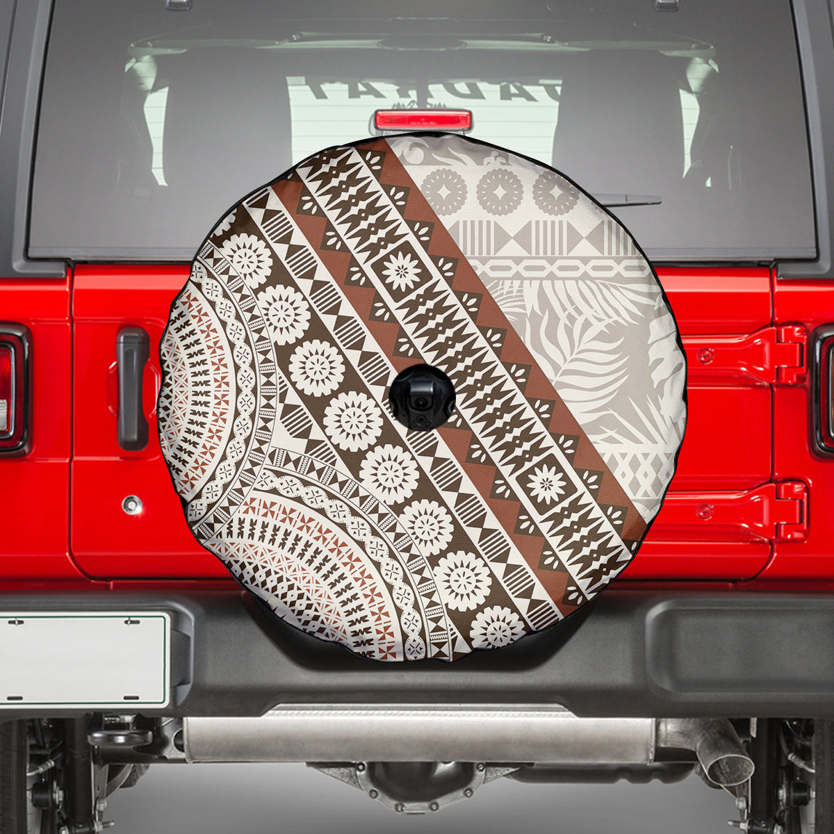 Bula Fiji Spare Tire Cover Fijian Masi Tapa Cloth Vintage Vibes LT14 - Polynesian Pride