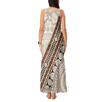 Bula Fiji Tank Maxi Dress Fijian Masi Tapa Cloth Vintage Vibes LT14 - Polynesian Pride