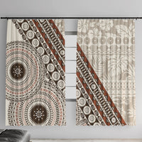 Bula Fiji Window Curtain Fijian Masi Tapa Cloth Vintage Vibes LT14 With Hooks Beige - Polynesian Pride