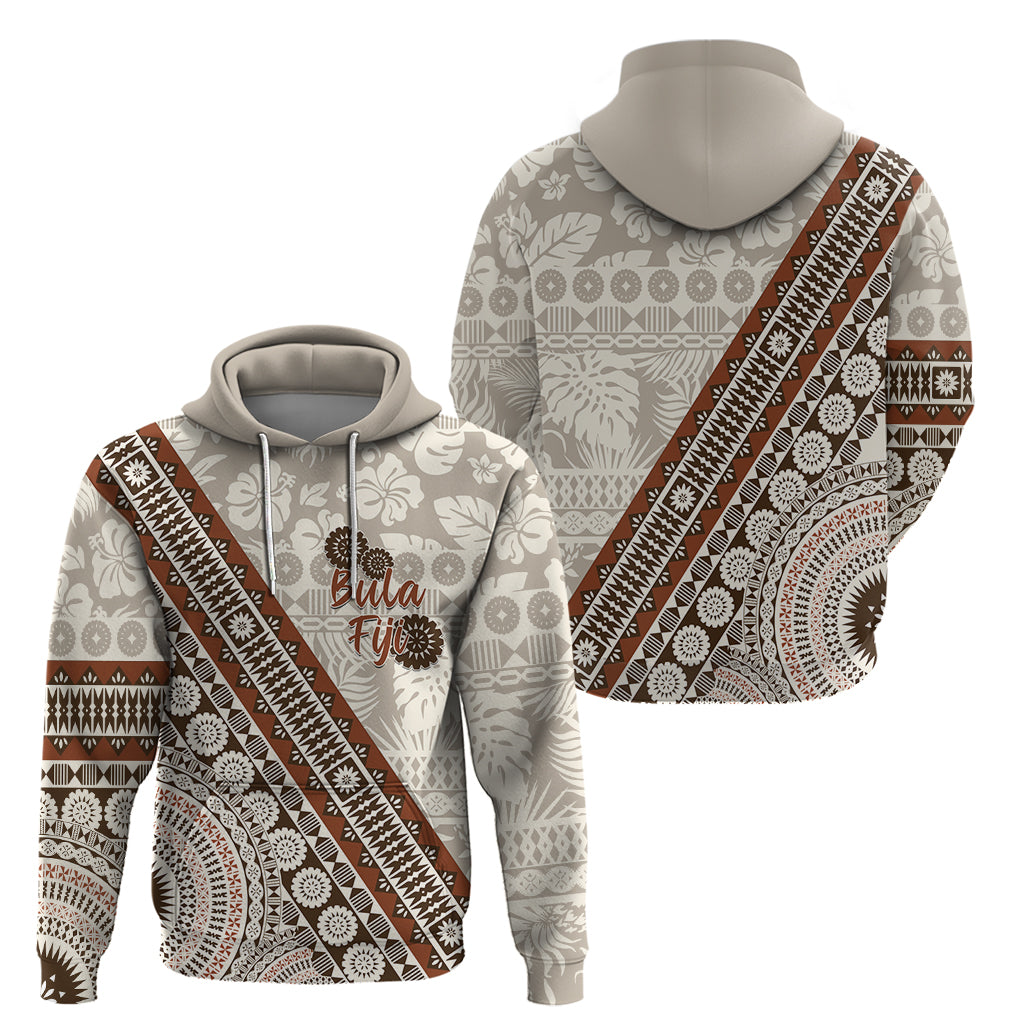 Bula Fiji Zip Hoodie Fijian Masi Tapa Cloth Vintage Vibes LT14 - Polynesian Pride