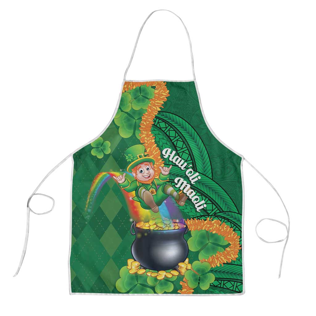 St Patrick's Day Hawaii Apron Hauoli Maoli Funny Shaka Leprechaun