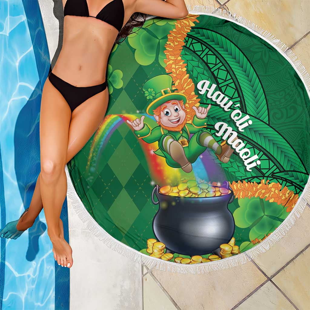 St Patrick's Day Hawaii Beach Blanket Hauoli Maoli Funny Shaka Leprechaun
