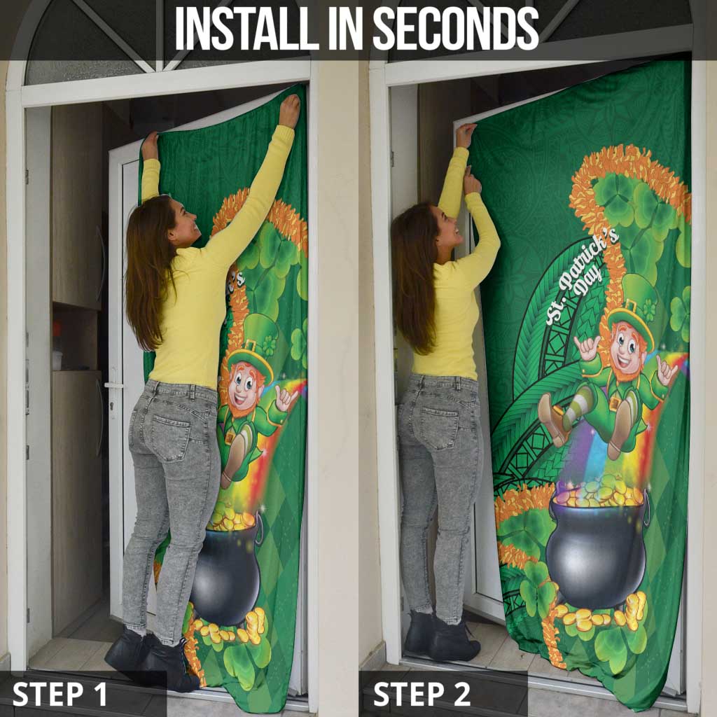 St Patrick's Day Hawaii Door Cover Hauoli Maoli Funny Shaka Leprechaun LT14 - Polynesian Pride