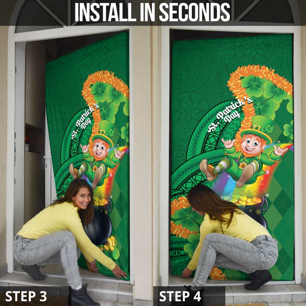 St Patrick's Day Hawaii Door Cover Hauoli Maoli Funny Shaka Leprechaun LT14 - Polynesian Pride