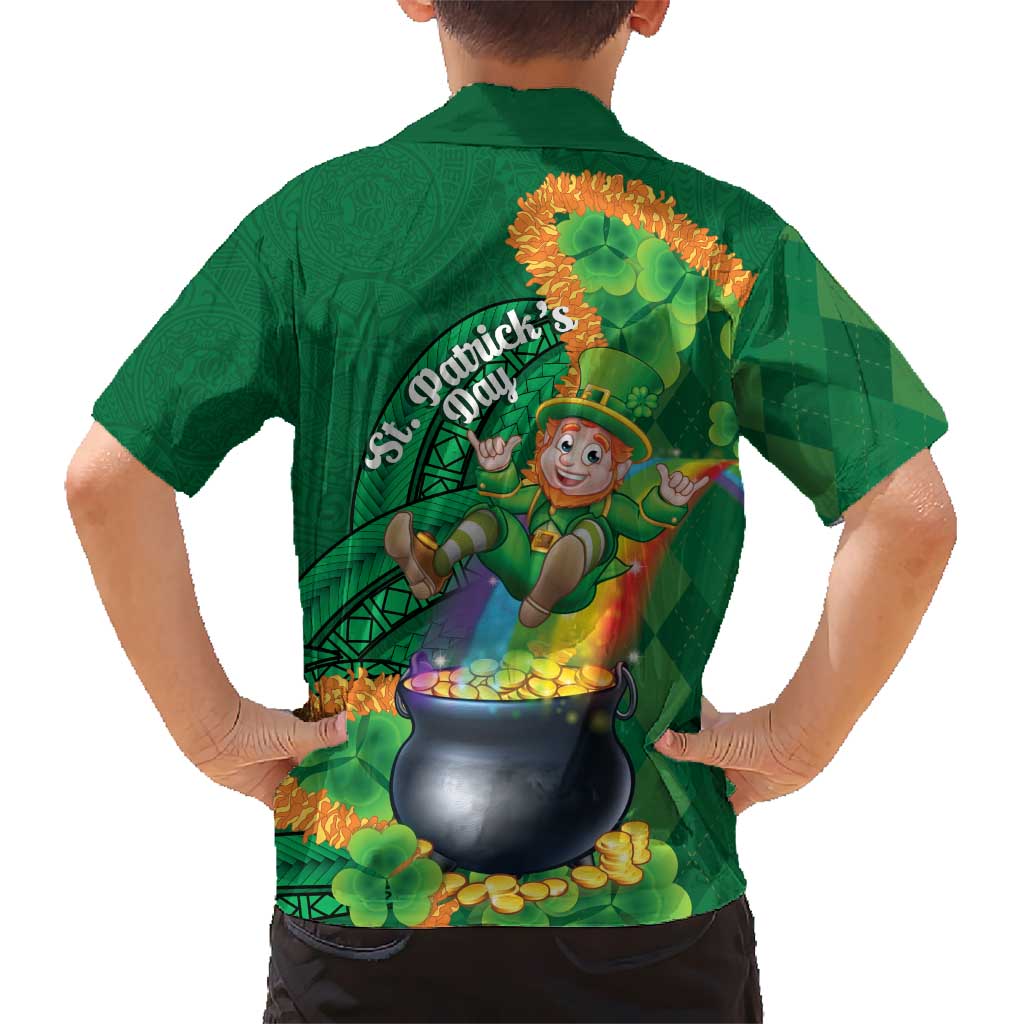 St Patrick's Day Hawaii Family Matching Long Sleeve Bodycon Dress and Hawaiian Shirt Hauoli Maoli Funny Shaka Leprechaun