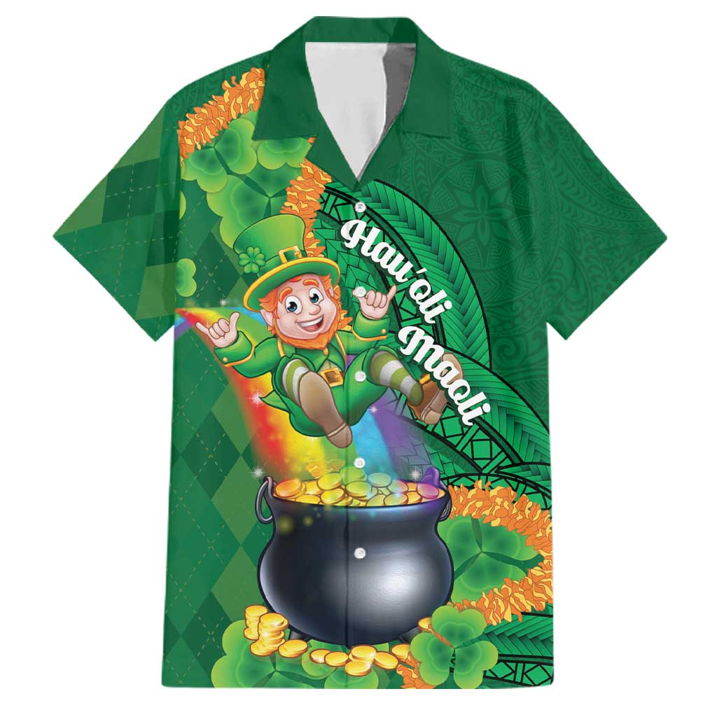 St Patrick's Day Hawaii Family Matching Long Sleeve Bodycon Dress and Hawaiian Shirt Hauoli Maoli Funny Shaka Leprechaun