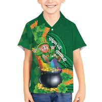 St Patrick's Day Hawaii Family Matching Long Sleeve Bodycon Dress and Hawaiian Shirt Hauoli Maoli Funny Shaka Leprechaun