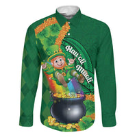 St Patrick's Day Hawaii Family Matching Off The Shoulder Long Sleeve Dress and Hawaiian Shirt Hauoli Maoli Funny Shaka Leprechaun
