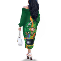 St Patrick's Day Hawaii Family Matching Off The Shoulder Long Sleeve Dress and Hawaiian Shirt Hauoli Maoli Funny Shaka Leprechaun