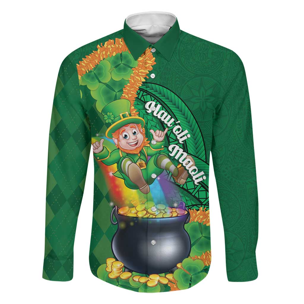 St Patrick's Day Hawaii Family Matching Short Sleeve Bodycon Dress and Hawaiian Shirt Hauoli Maoli Funny Shaka Leprechaun