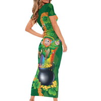 St Patrick's Day Hawaii Family Matching Short Sleeve Bodycon Dress and Hawaiian Shirt Hauoli Maoli Funny Shaka Leprechaun