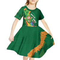 St Patrick's Day Hawaii Kid Short Sleeve Dress Hauoli Maoli Funny Shaka Leprechaun