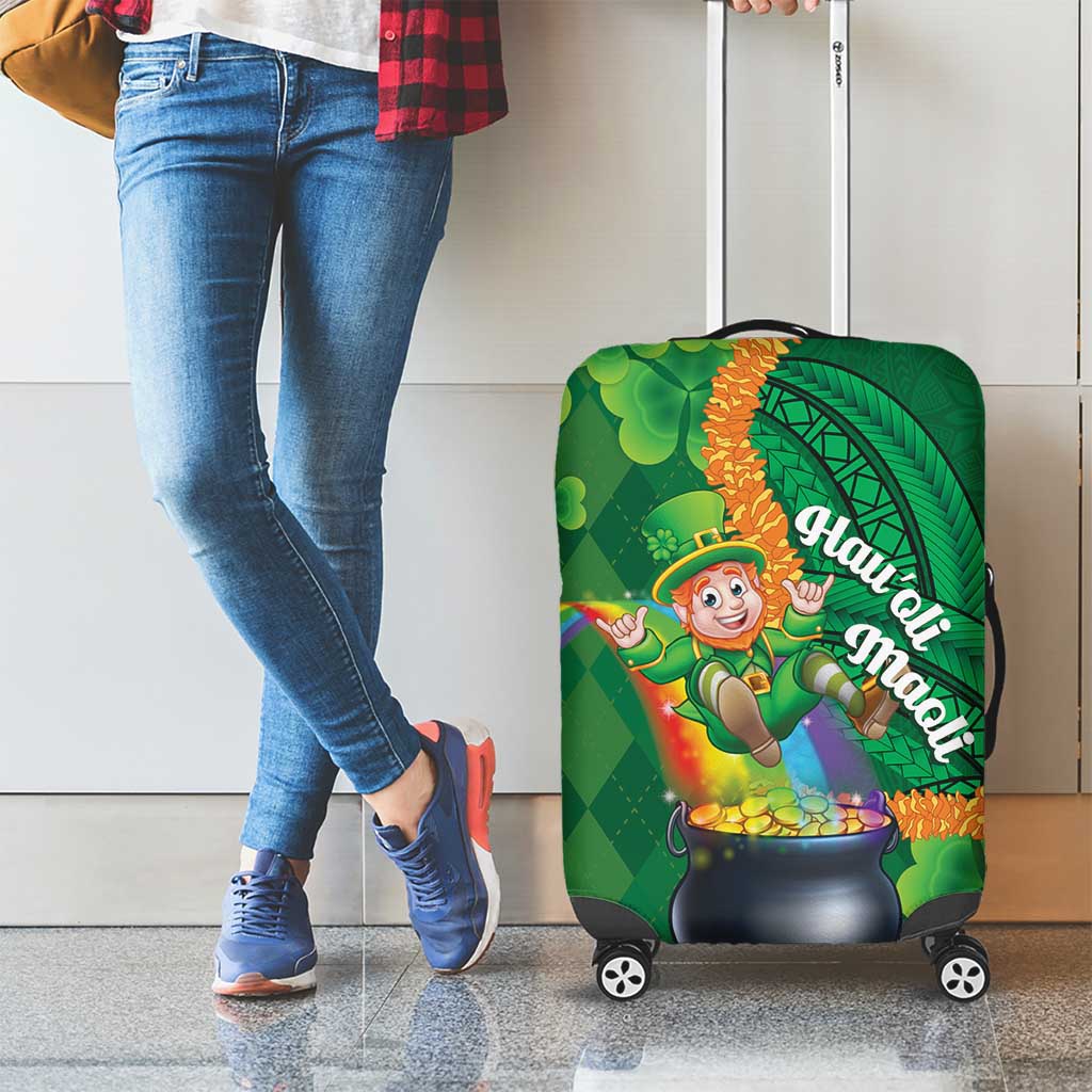 St Patrick's Day Hawaii Luggage Cover Hauoli Maoli Funny Shaka Leprechaun LT14 - Polynesian Pride