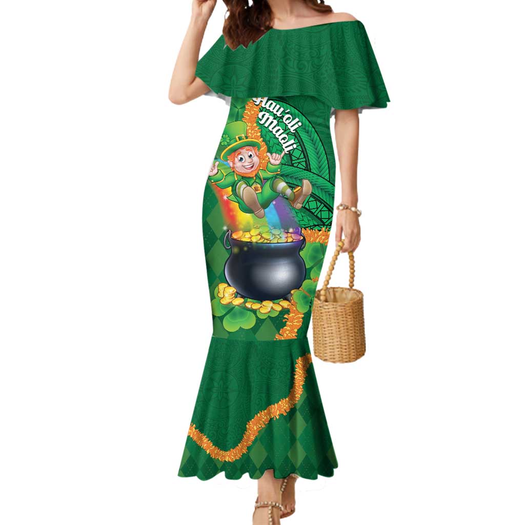 St Patrick's Day Hawaii Mermaid Dress Hauoli Maoli Funny Shaka Leprechaun LT14 Women Green - Polynesian Pride