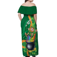 St Patrick's Day Hawaii Off Shoulder Maxi Dress Hauoli Maoli Funny Shaka Leprechaun LT14 - Polynesian Pride