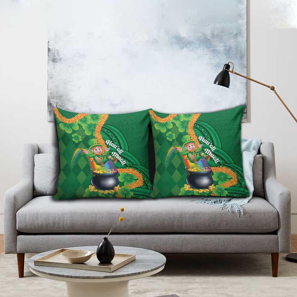 St Patrick's Day Hawaii Pillow Cover Hauoli Maoli Funny Shaka Leprechaun LT14 - Polynesian Pride