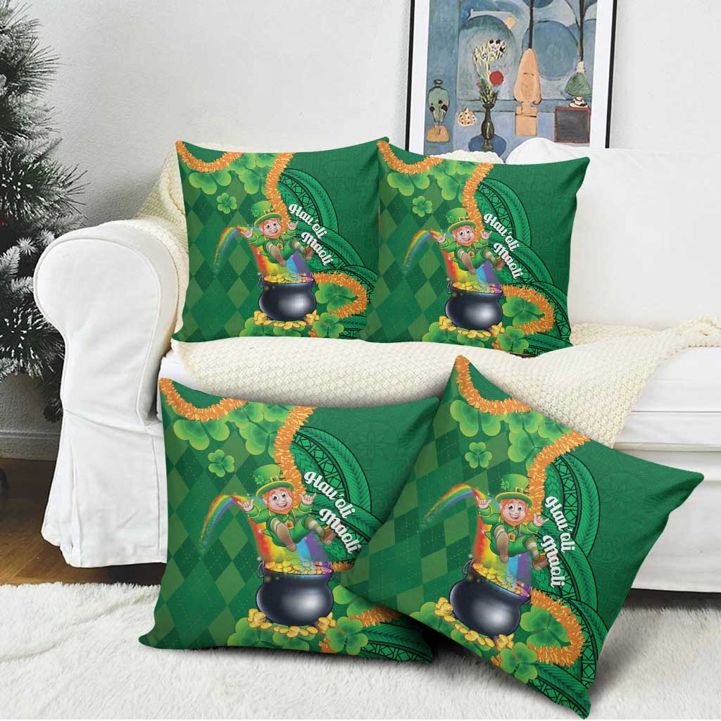 St Patrick's Day Hawaii Pillow Cover Hauoli Maoli Funny Shaka Leprechaun LT14 - Polynesian Pride