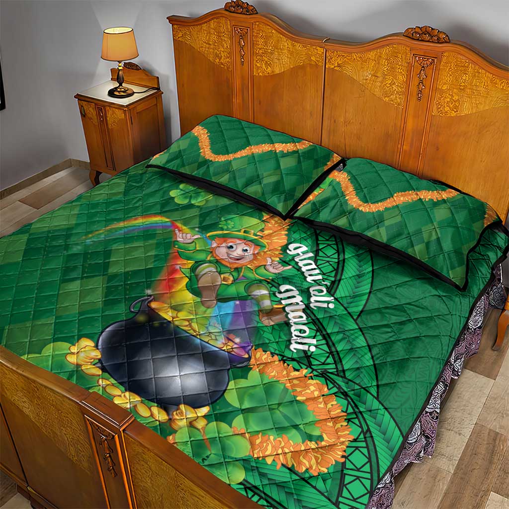 St Patrick's Day Hawaii Quilt Bed Set Hauoli Maoli Funny Shaka Leprechaun LT14 - Polynesian Pride