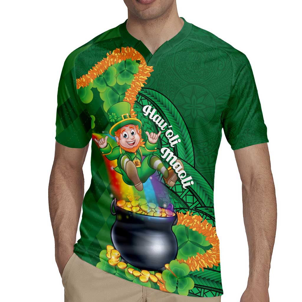 St Patrick's Day Hawaii Rugby Jersey Hauoli Maoli Funny Shaka Leprechaun LT14 - Polynesian Pride