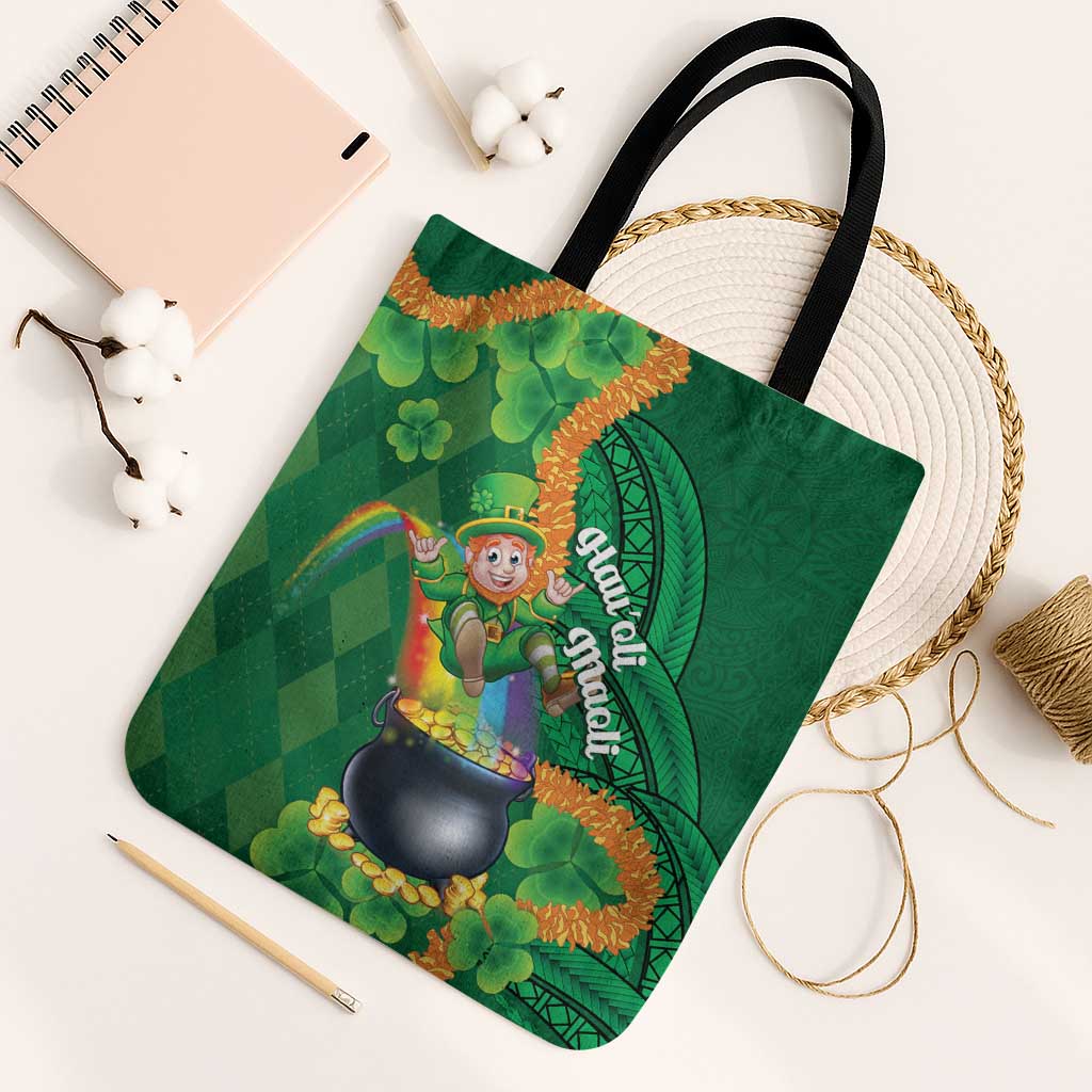 St Patrick's Day Hawaii Tote Bag Hauoli Maoli Funny Shaka Leprechaun