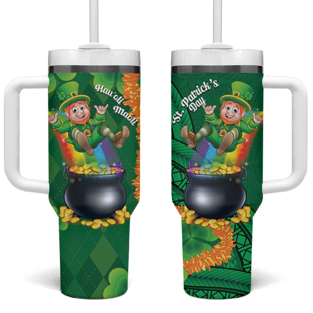 St Patrick's Day Hawaii Tumbler With Handle Hauoli Maoli Funny Shaka Leprechaun